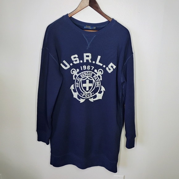 Polo Ralph Lauren Sweatshirt Dress Size Small Navy Blue Nautical Boat Life - Picture 14 of 14